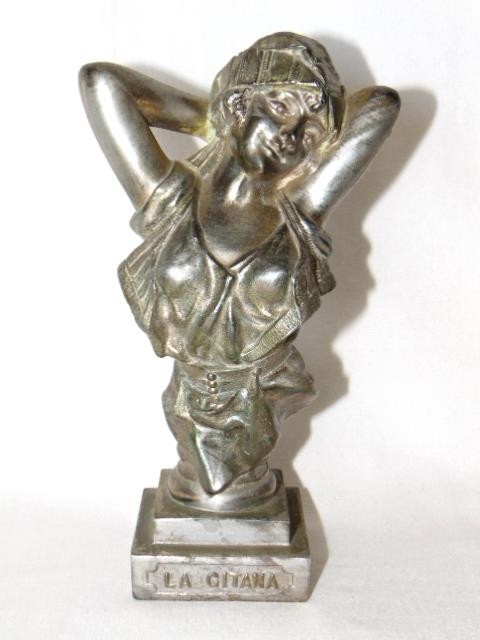 Gorgeous Antique ART NOUVEAU Patinated Metal Woman Bust \