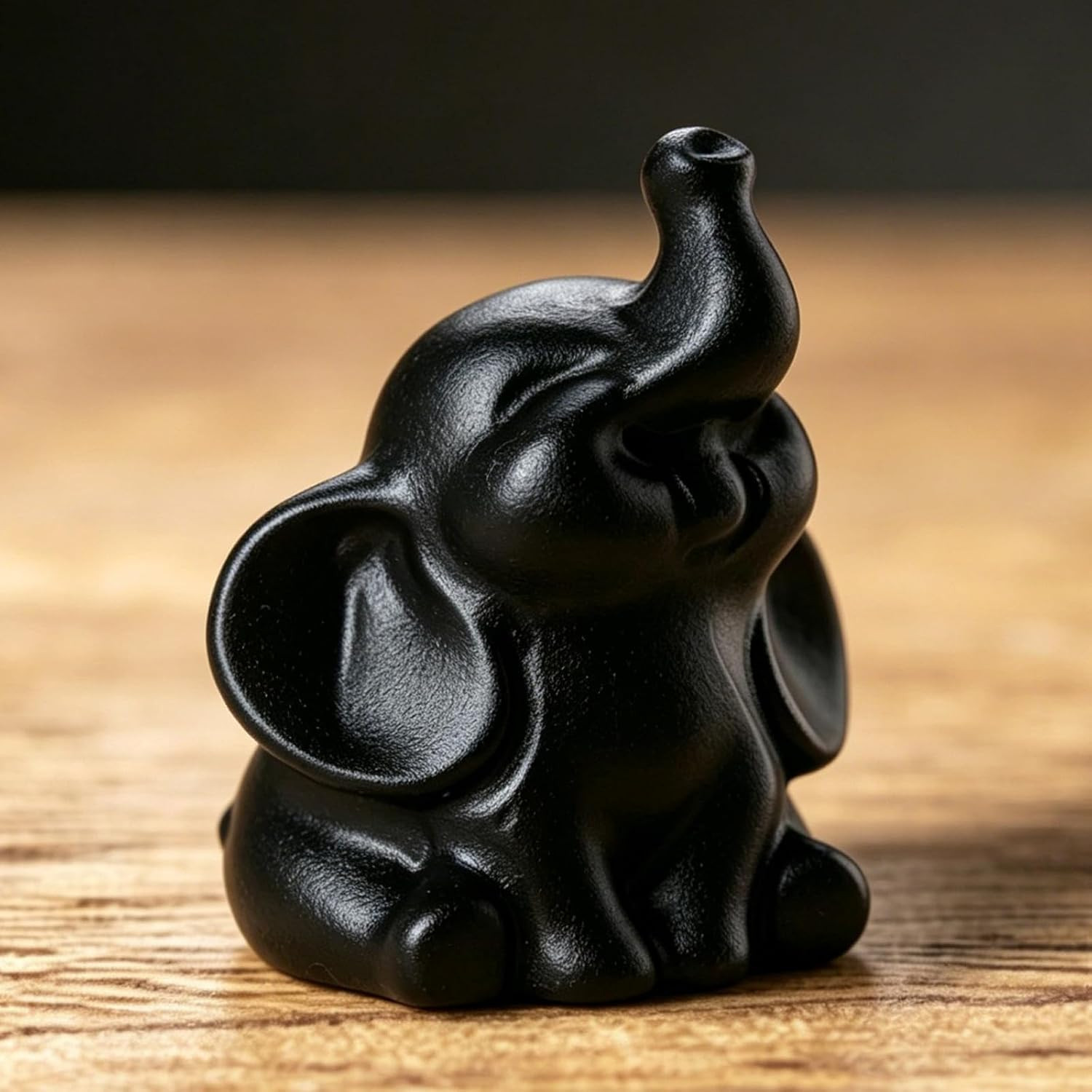 Tiny Good Luck Elephant Statue Hand-Carved Healing Stone Gemstone |