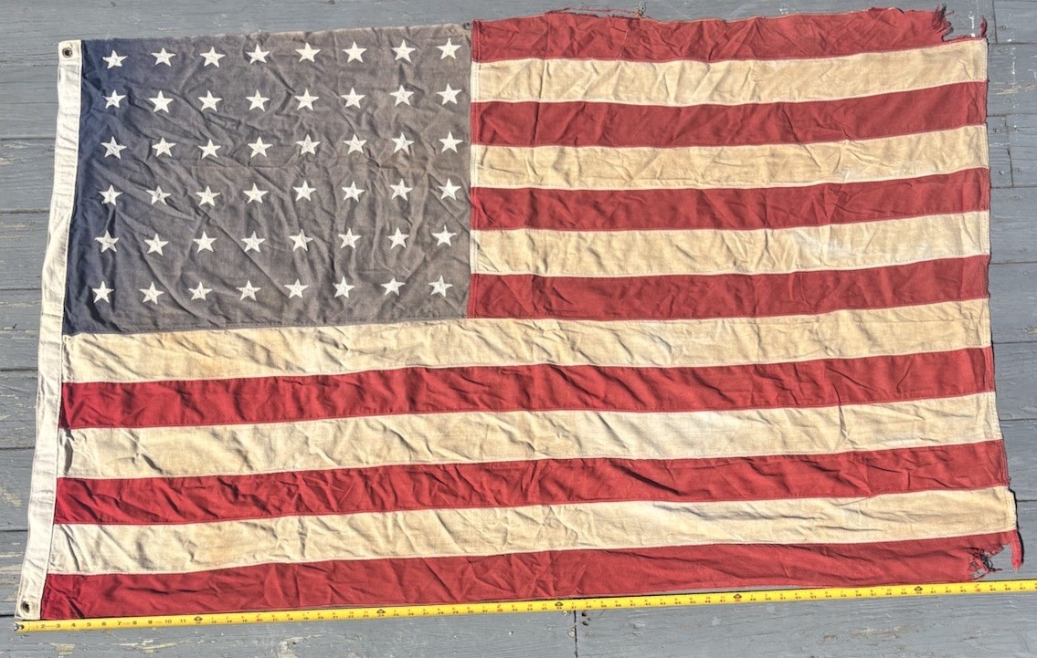Vintage 48 Star American Flag WWII Era Sewn Stars Cotton 67
