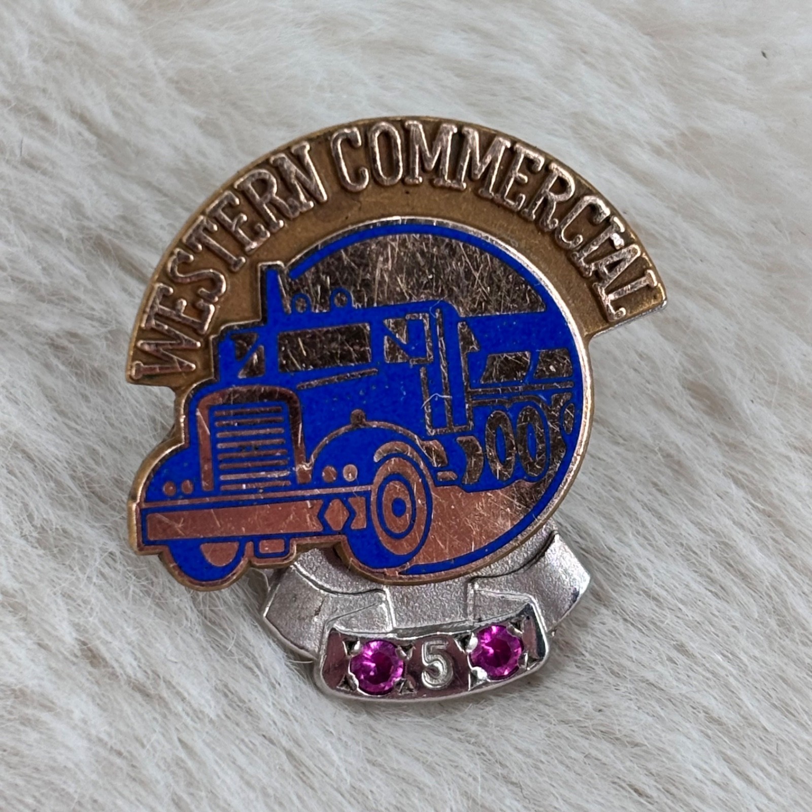 Vtg Western Commercial Trucks 5 Year Employee Service Award GF Pin Tie Tack