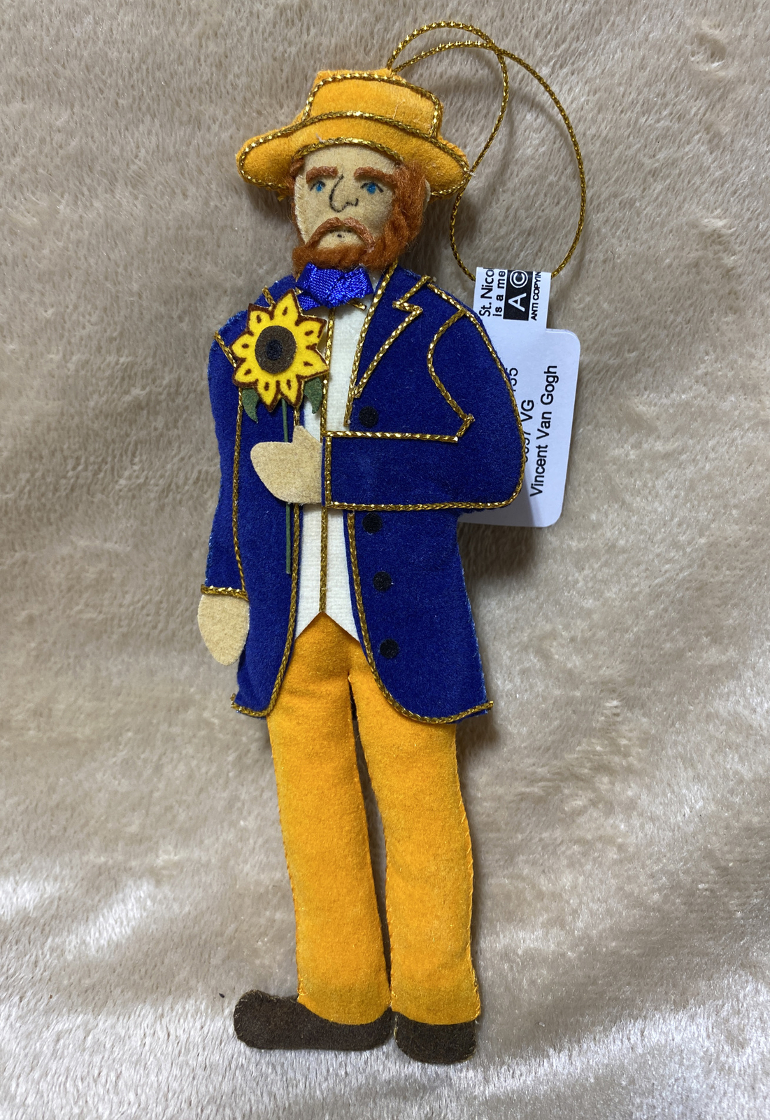 St. Nicolas Embroidered  Vincent Van Gogh Ornament 6.5 Inches Tall #9097 VG NEW