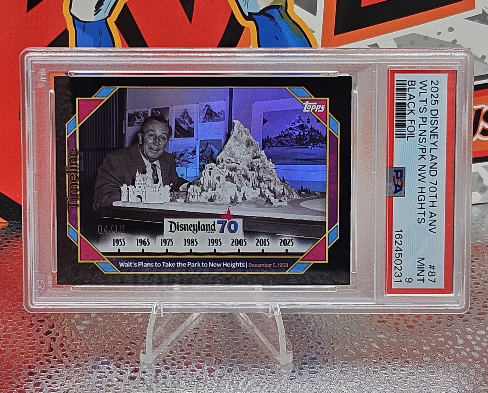 2025 Topps Disneyland 70th Walt's Plans #87 Black Foil 04/10 PSA 9 Population 1
