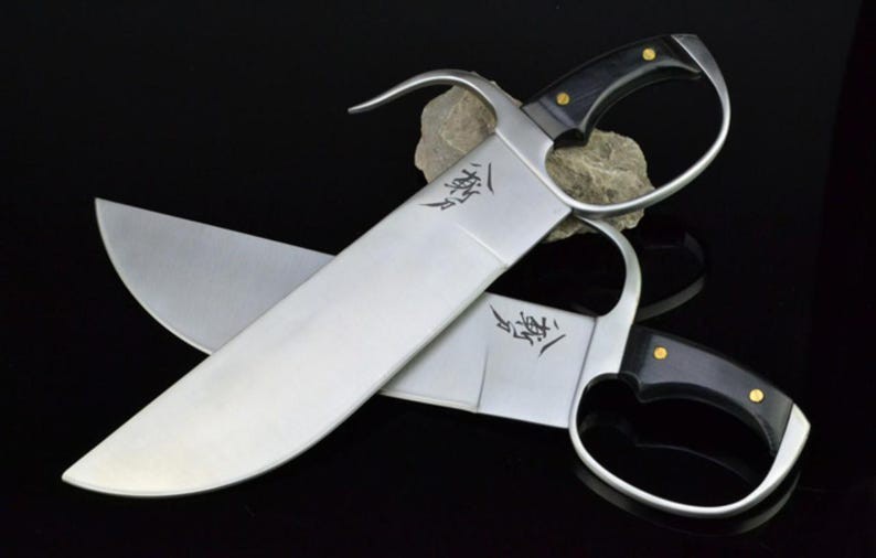 Handcrafted Damascus Steel Wing Chun Butterfly Swords with Leather Sheaths