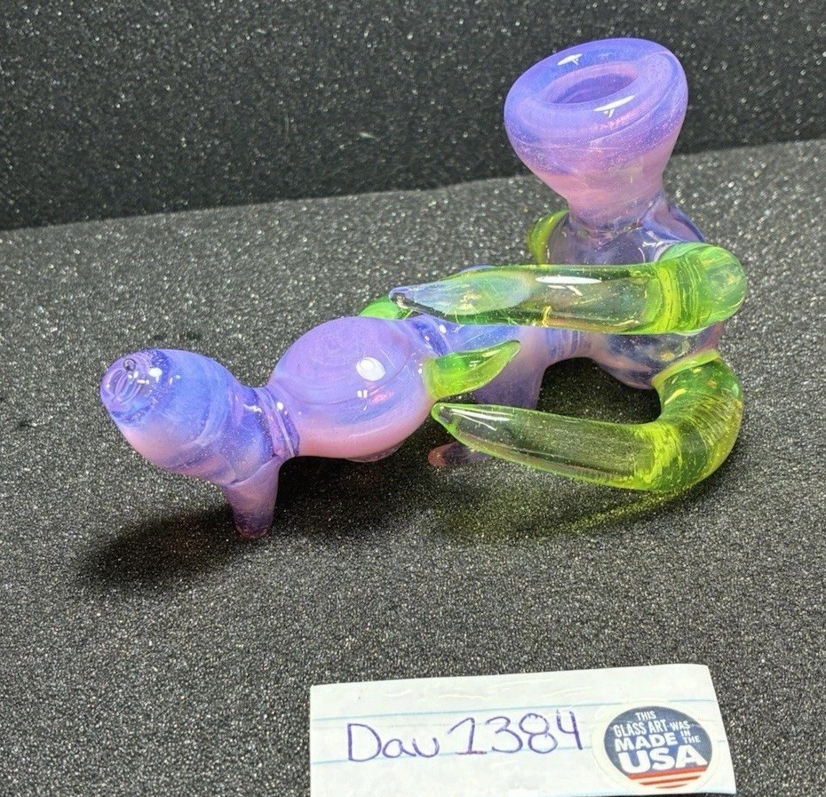 Glass Pipe Super Thick Heady Purple & Green 🇺🇸 Handblown In USA