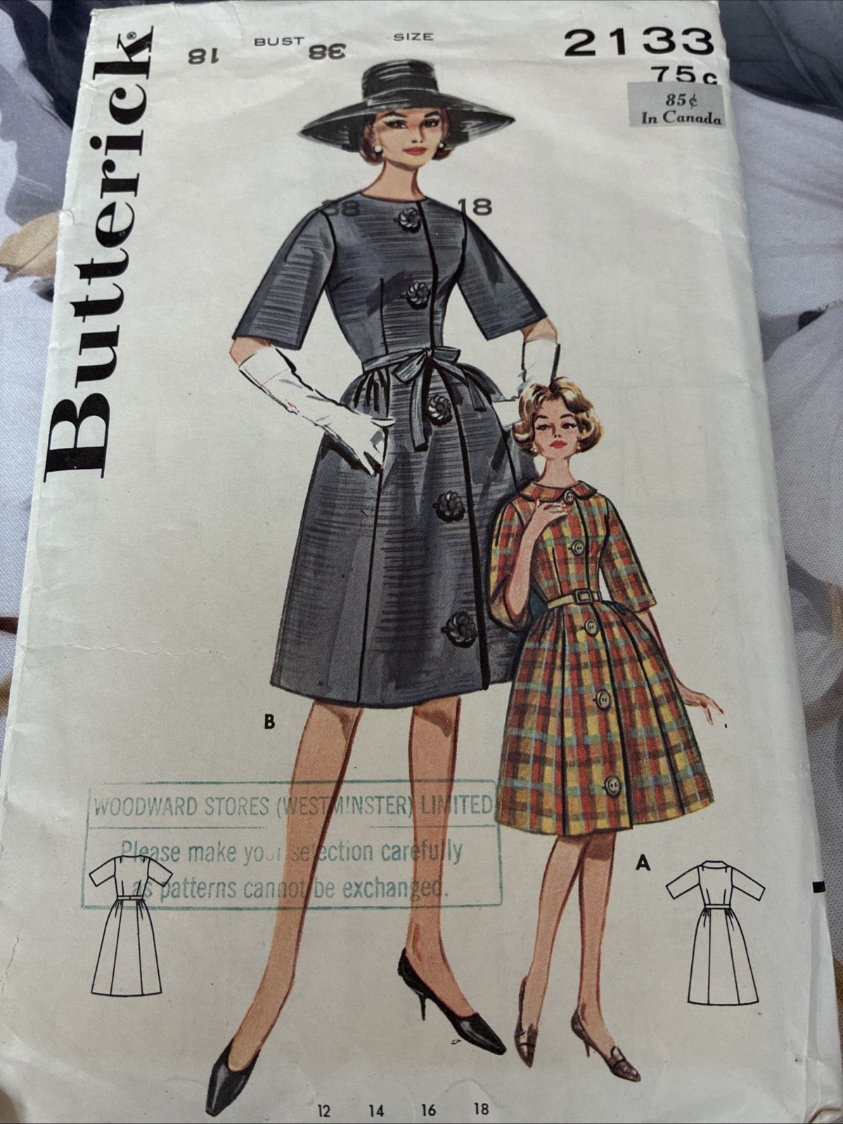 Vintage sewing pattern Bust 38 Size 18 Butterick Sewing pattern 2133 Vintage sewing pattern Bust 38 Size 18 Butterick Sewing pattern 2133