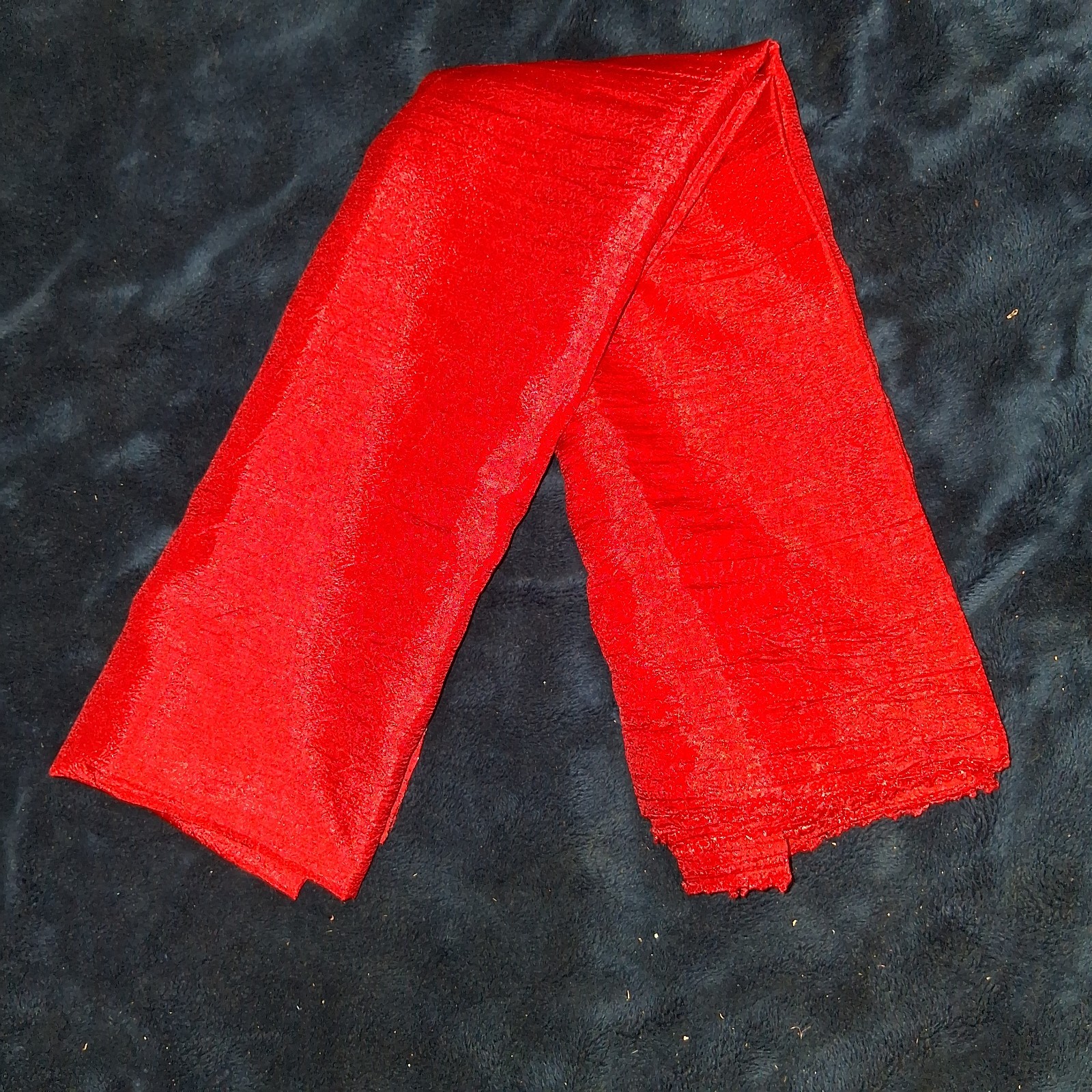 Vintage Red Crushed Crinkle Fabric 1 Yard Textured Apparel Sewing Material