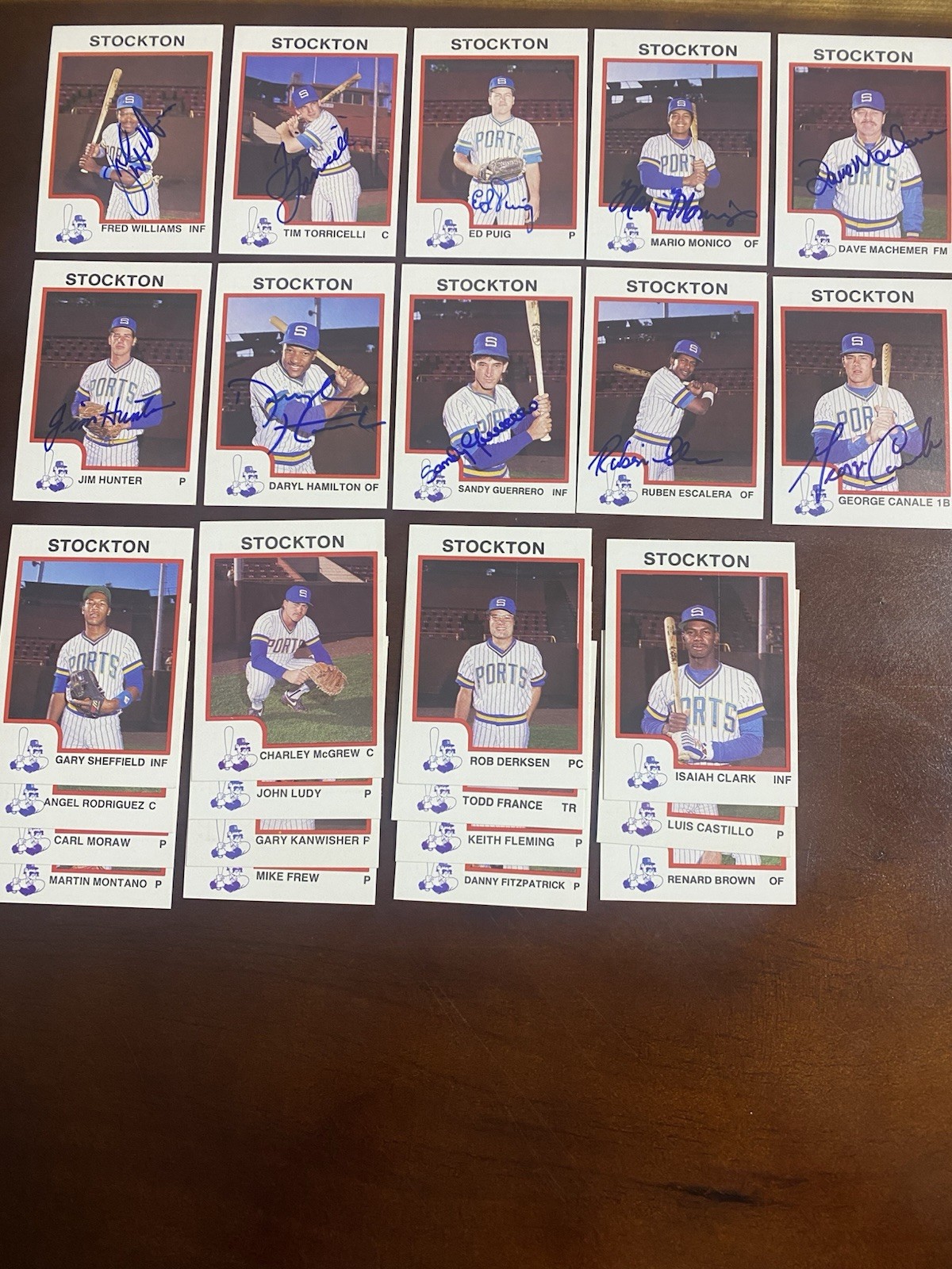 1987 Stockton Ports A (Milwaukee Brewers) 10/25 Signed Minor League Team Set