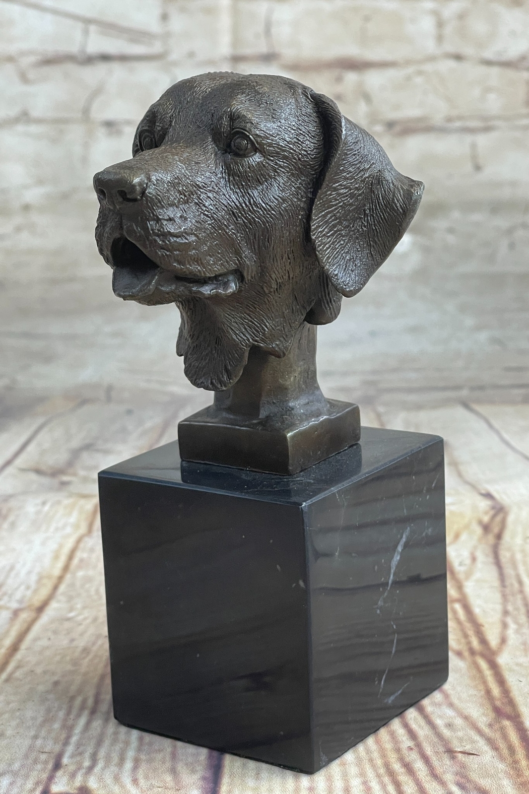 ADORABLE LABRADOR RETRIEVER BUST BRONZE SCULPTURE ART DECO ANIMAL PET FIGURINE