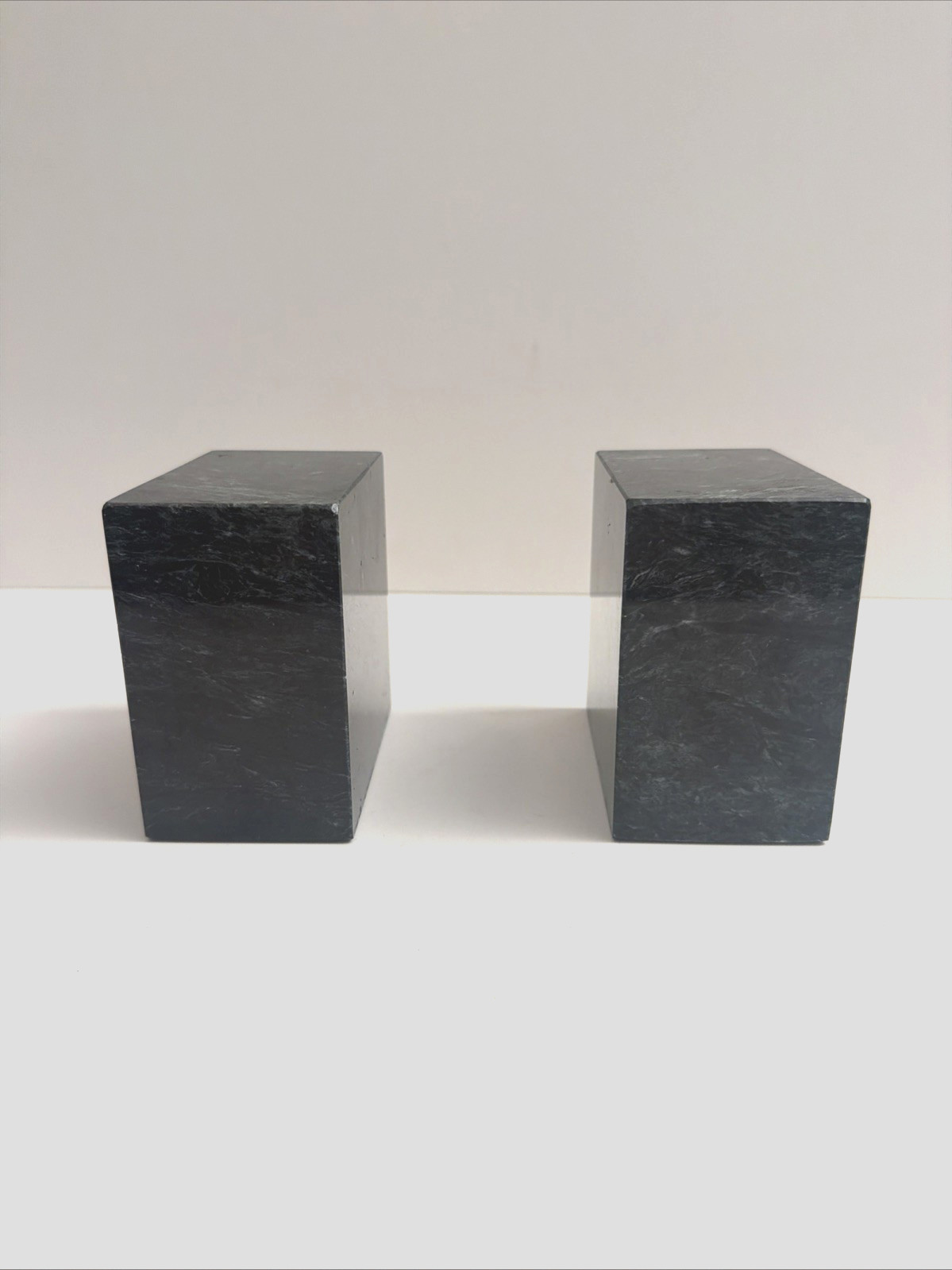 Verde Alpi Italian Green Marble Architectural Bookends MCM circa 1960 Excellent