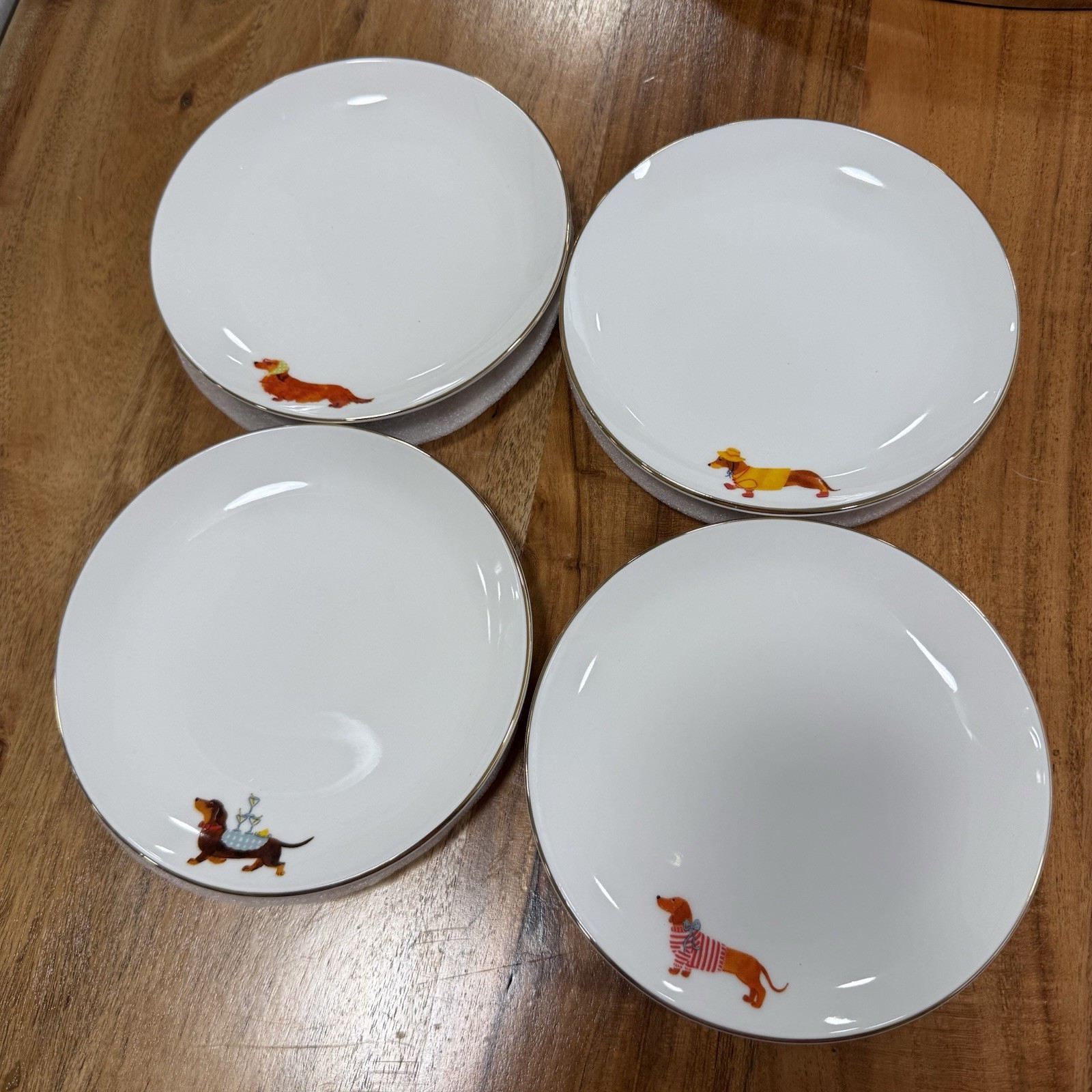 NEW Dachshund Collector Porcelain Bread/Dessert Plates made in portugal 6