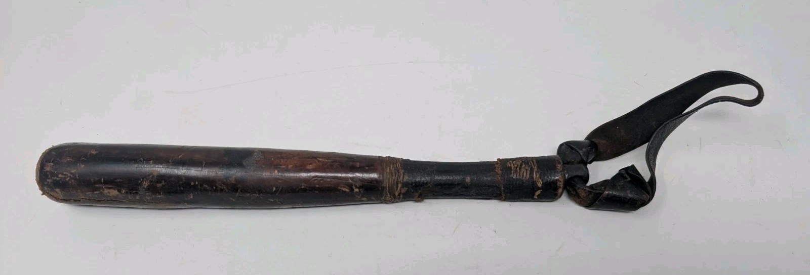 Antique Leather Covered Cosh Billy Club Truncheon Sap Blackjack Estate Find