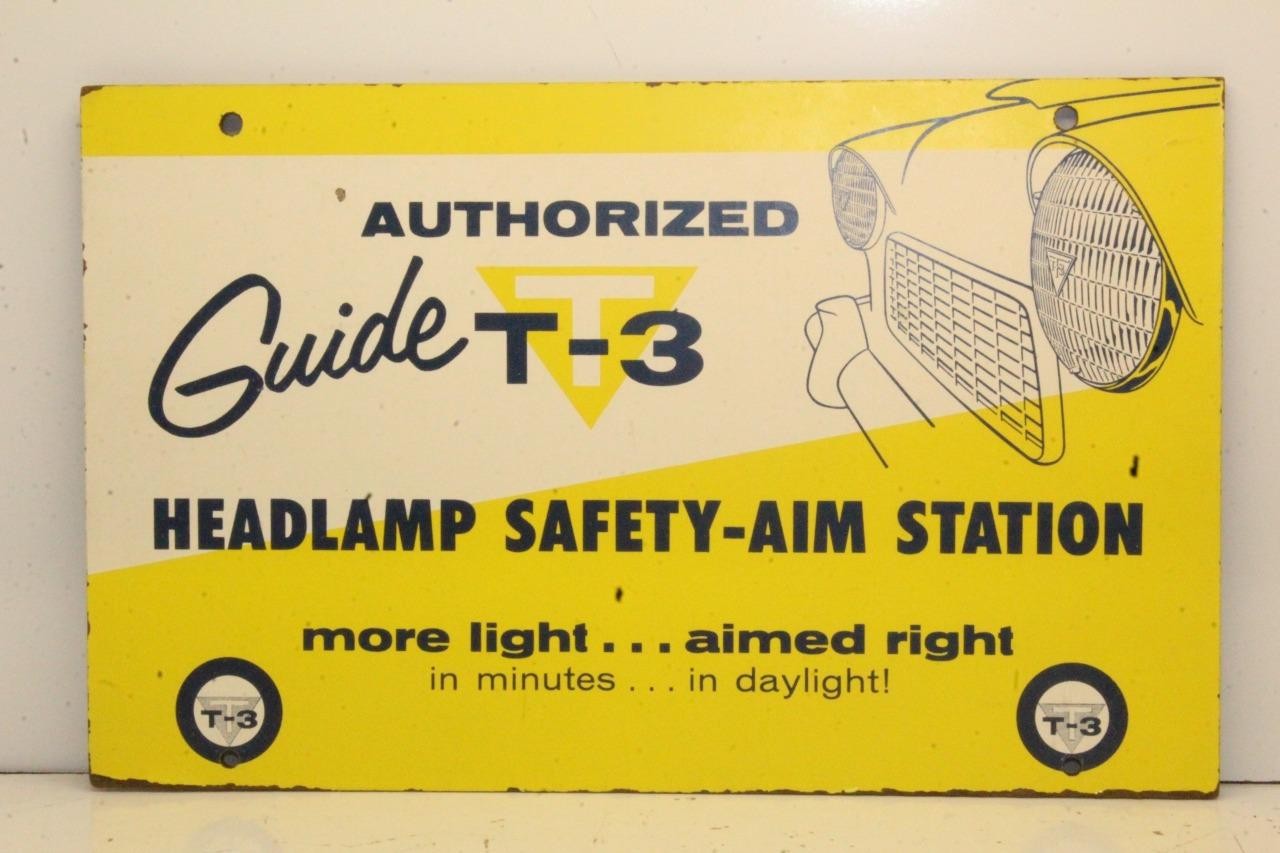 Vintage Original Guide T-3 Headlight Station Sign Chevrolet 1955 1956 1957 GM