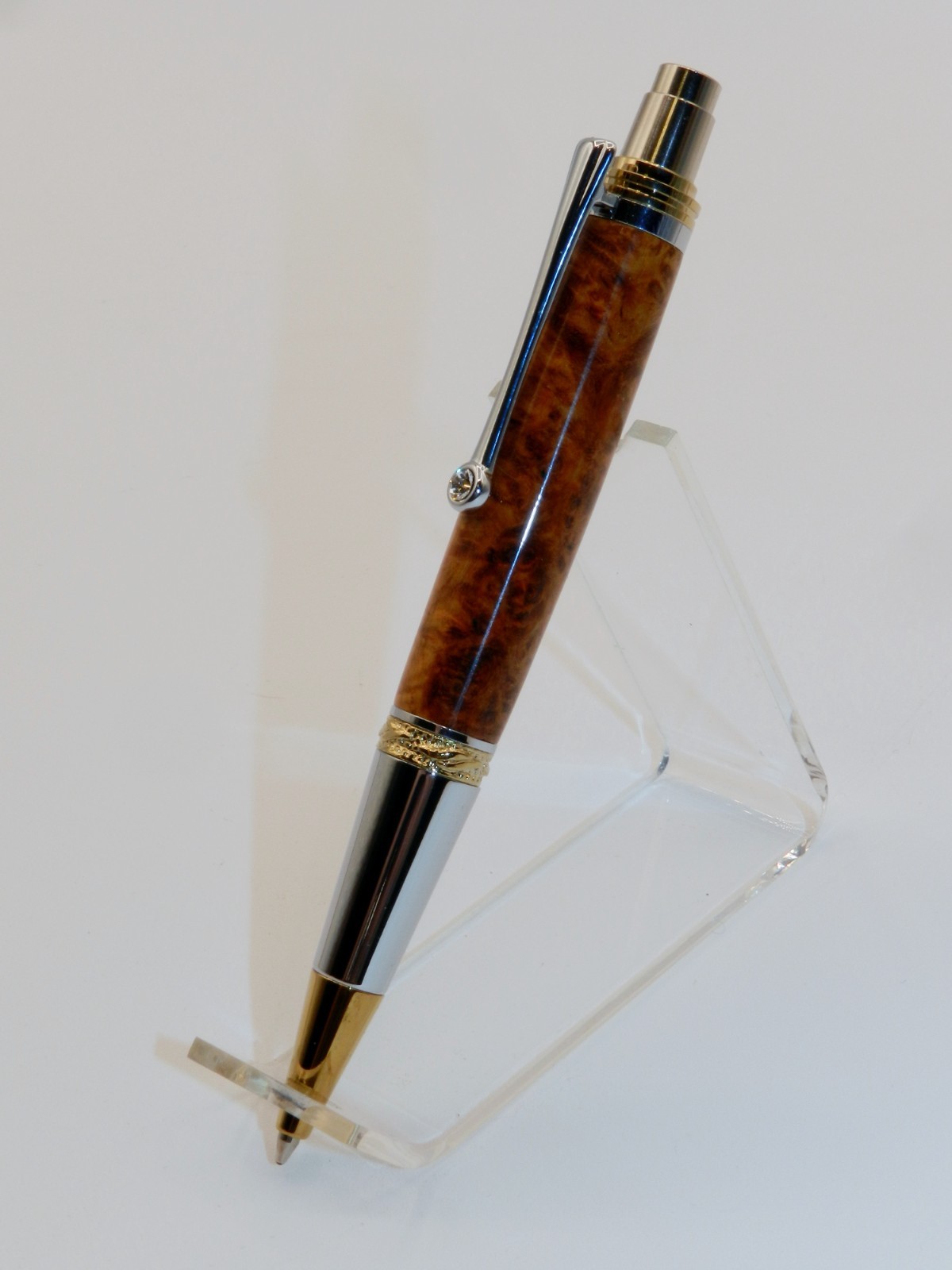 Handmade Ballpoint Click Pen made with Amboyna Burl. Makes A Great Gift #108