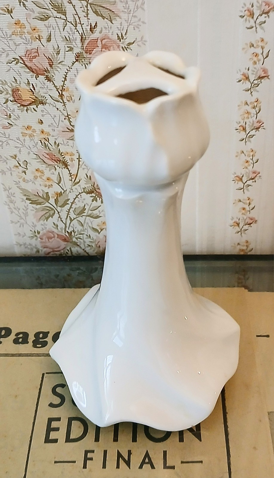 Antique PL Limoges France Flower Frog Vase La Porcelaine Limousine 1920s Deco