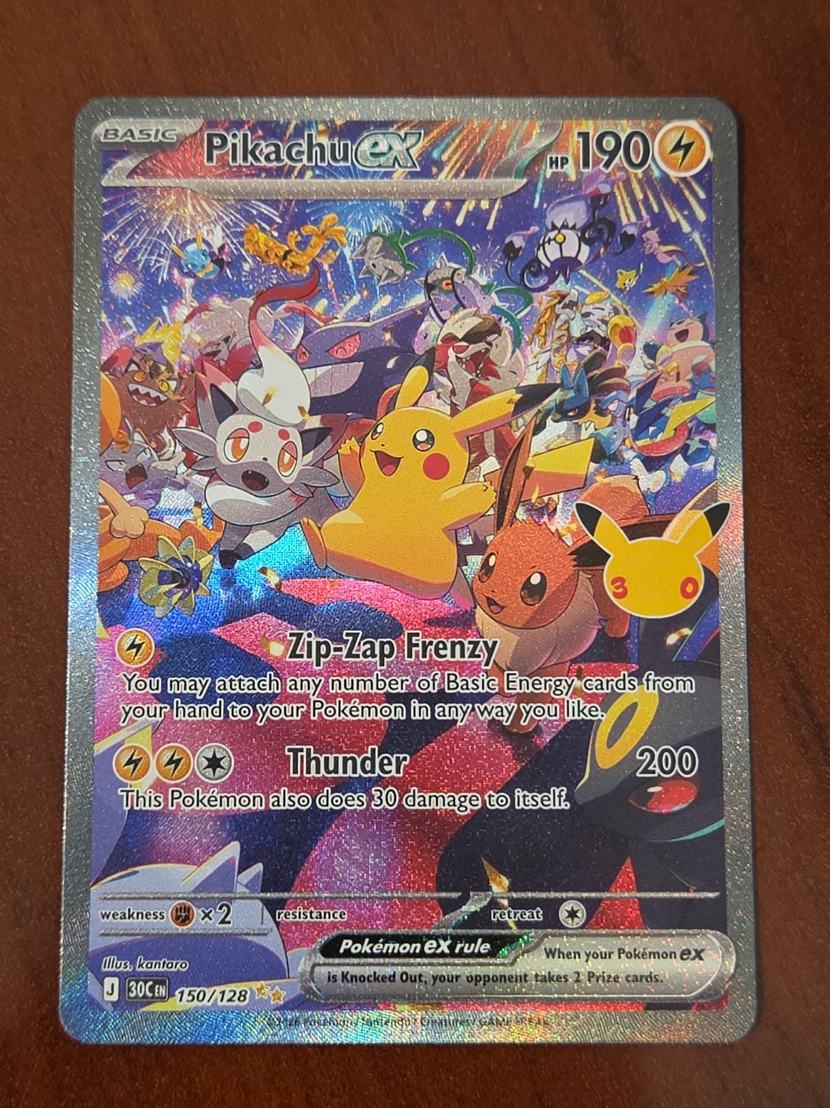 ME: 30th Celebration #150/128 Pikachu ex NIGHT IN NM CONDITION