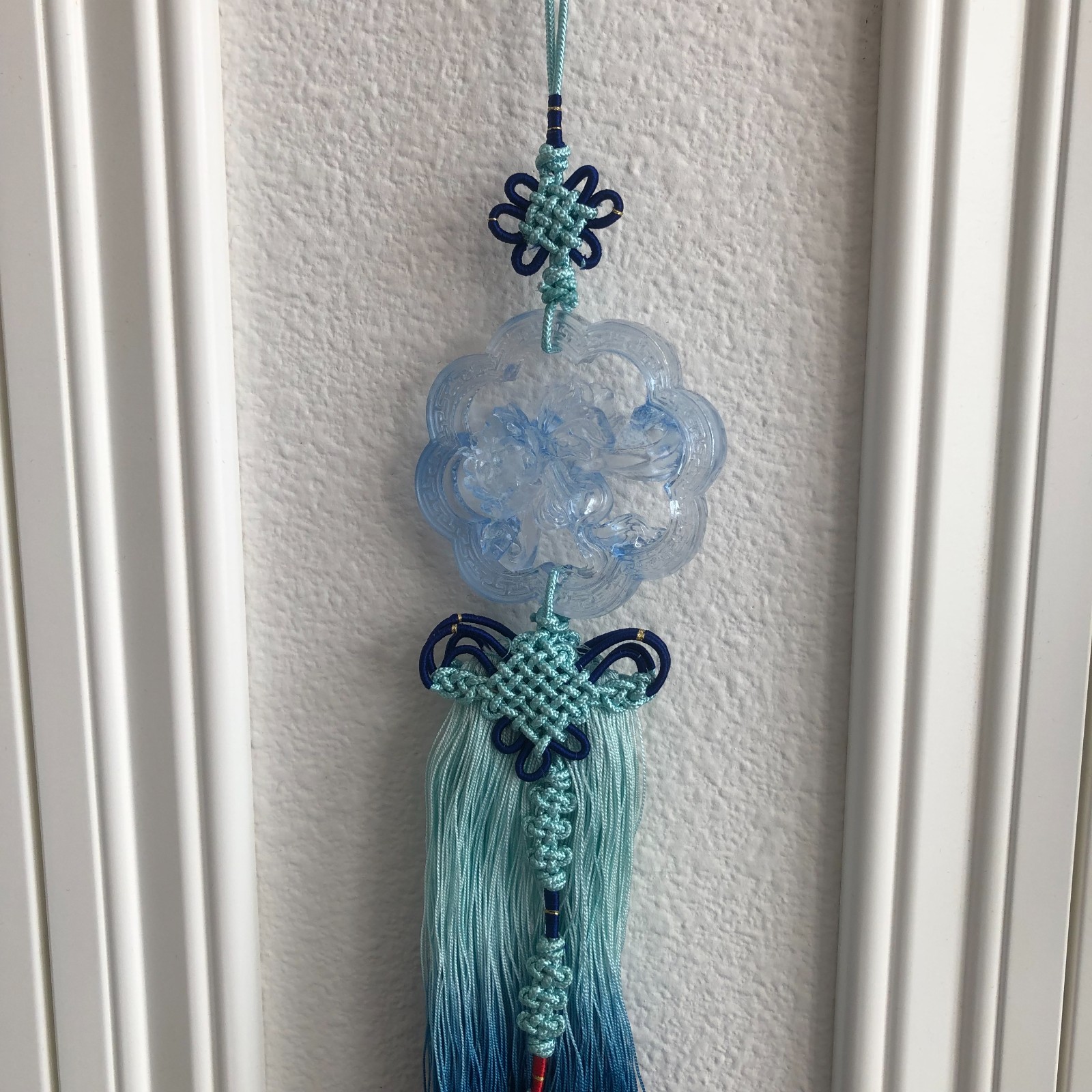Liuli Crystal Glass Car Hanging Ornament: Happy Flowers Feng Shui Blessing Home