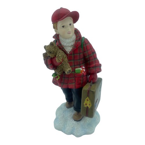 Pipka Running Away with Santa Figurine 13797 Red Plaid Boy 6\
