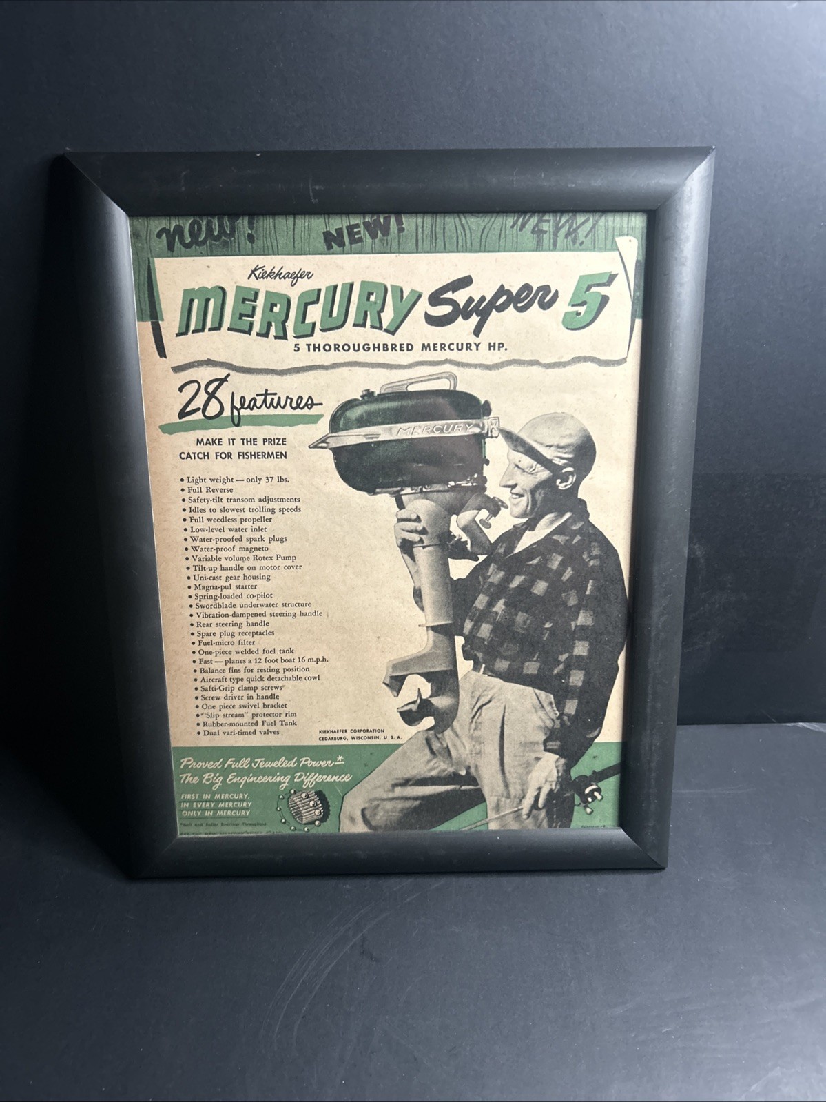 original 1949 vintage print advertisement  Kiekhaefer Mercury