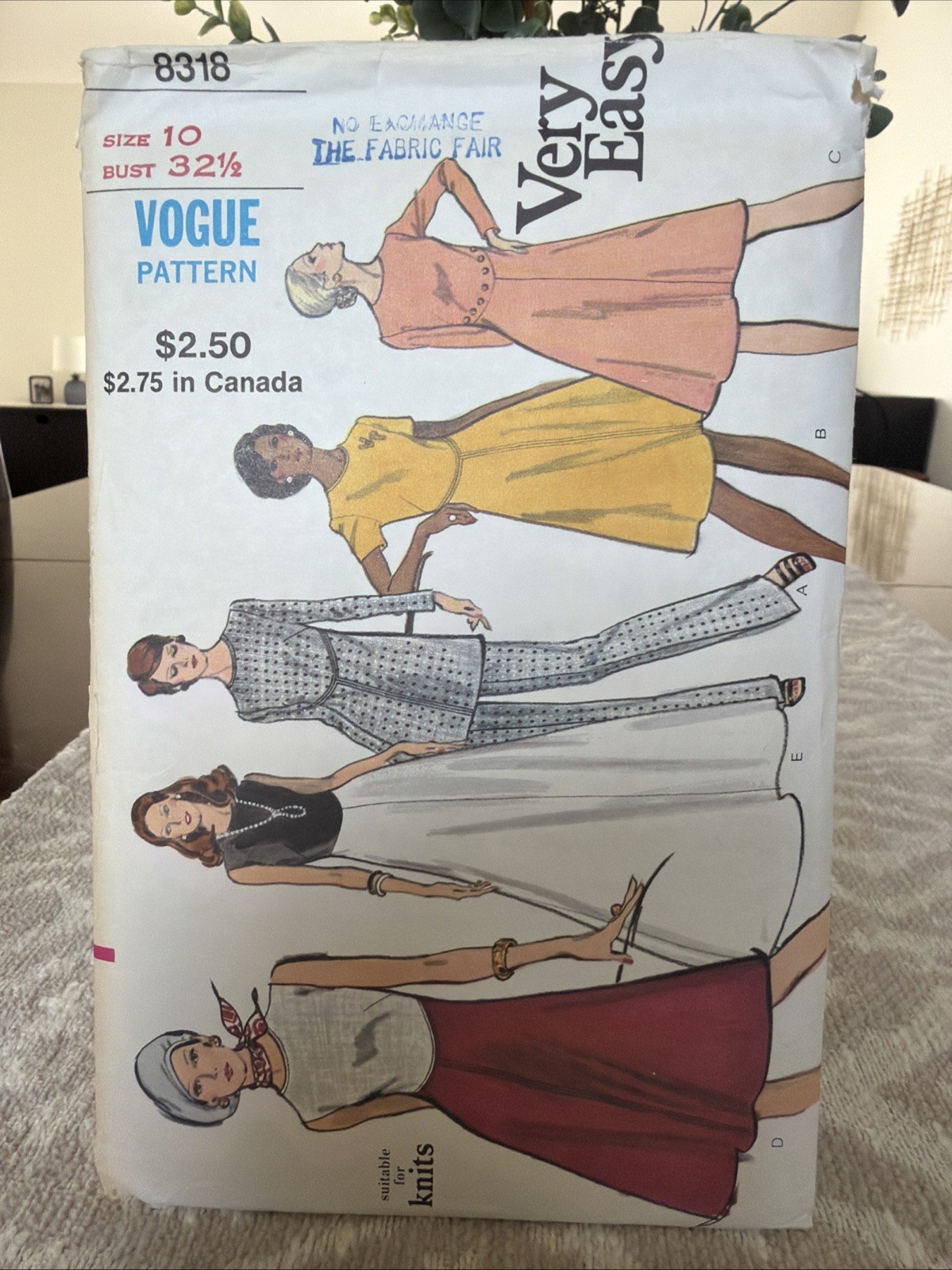 Vogue Pattern 8318 sz 10 Misses Dress Tunic Pants Uncut