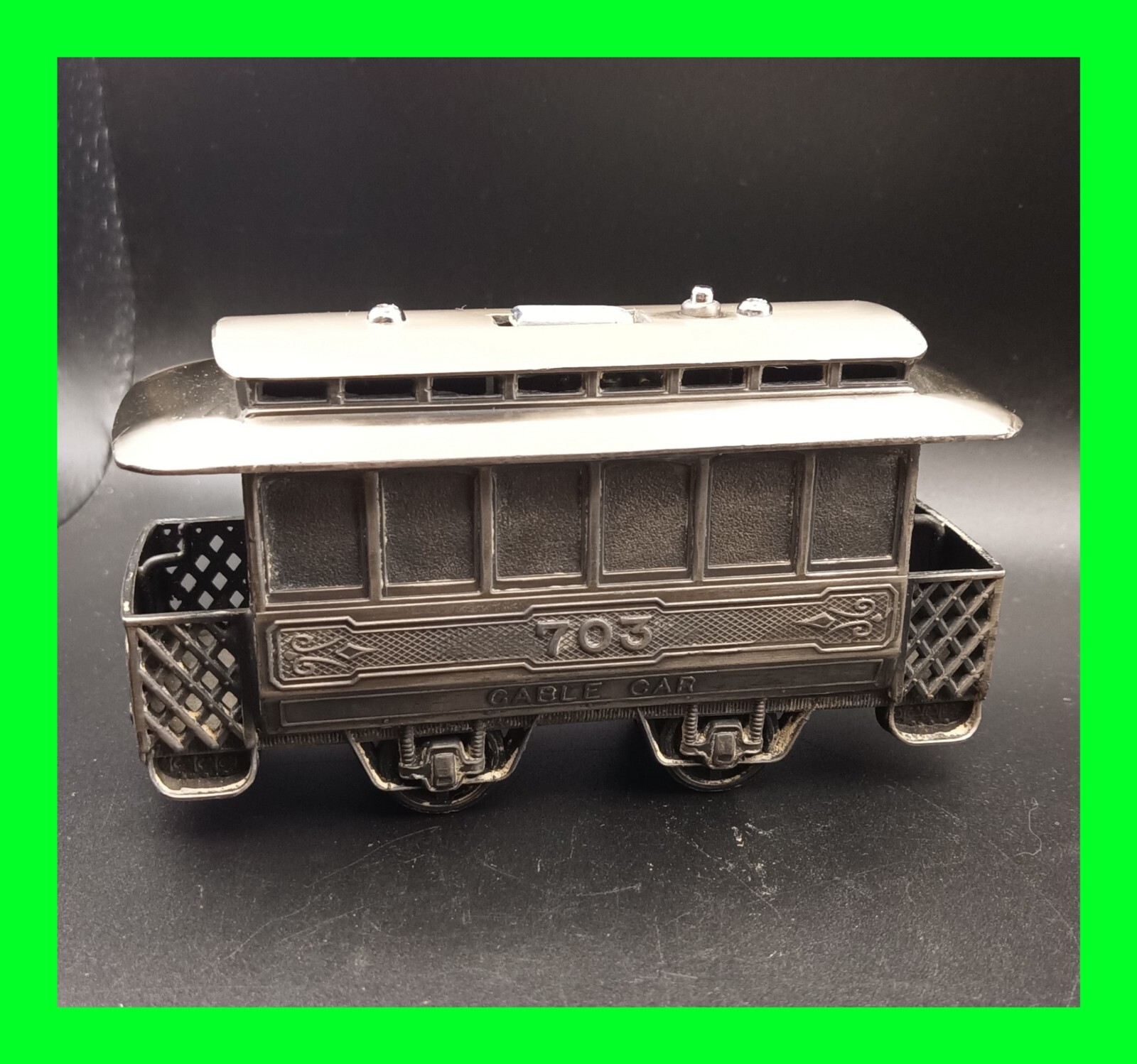 Unique UNFIRED Vintage Metal Trolley Car Rare Shields Push Button Petrol Lighter