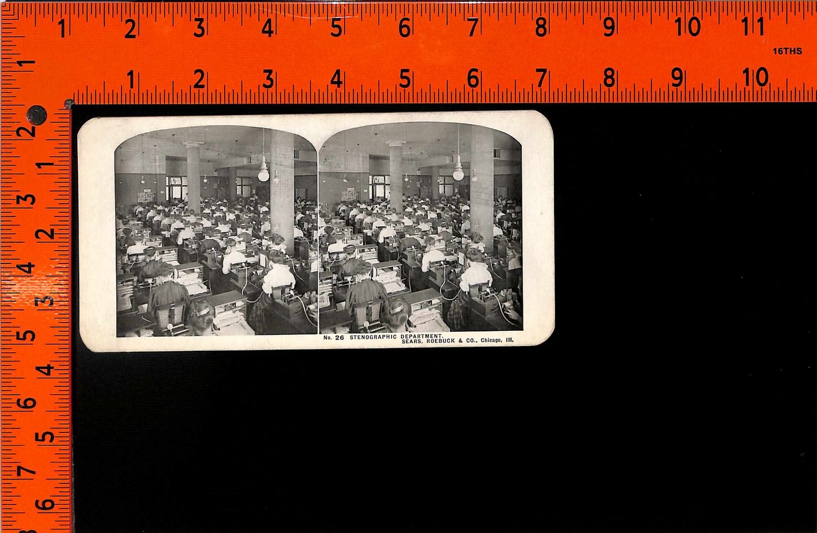 Stereoview Sears Roebuck Chicago Illinois Stenographic Department Women Office