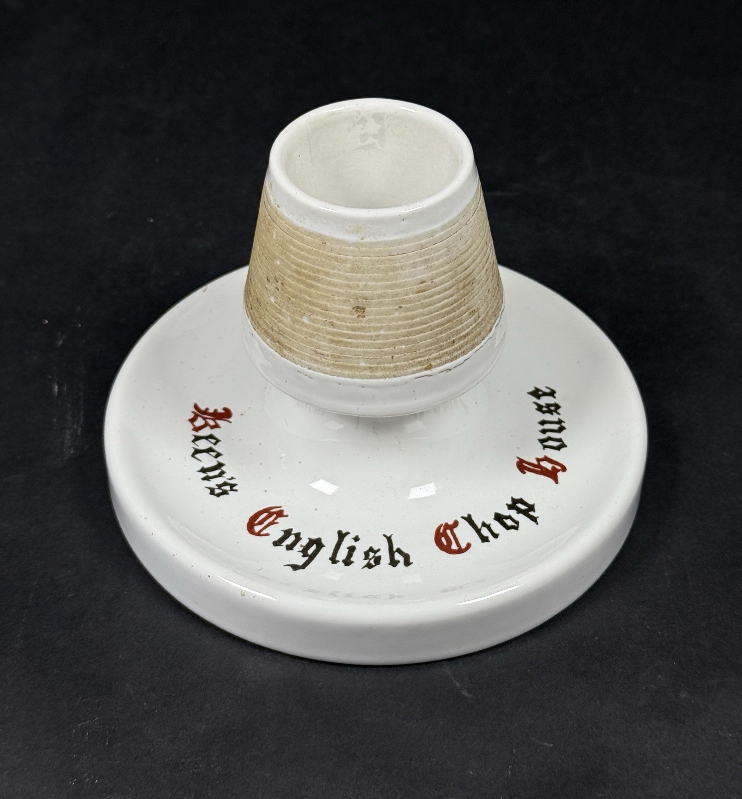 Vintage Keen's English Chop House NYC Ceramic Match Striker Holder