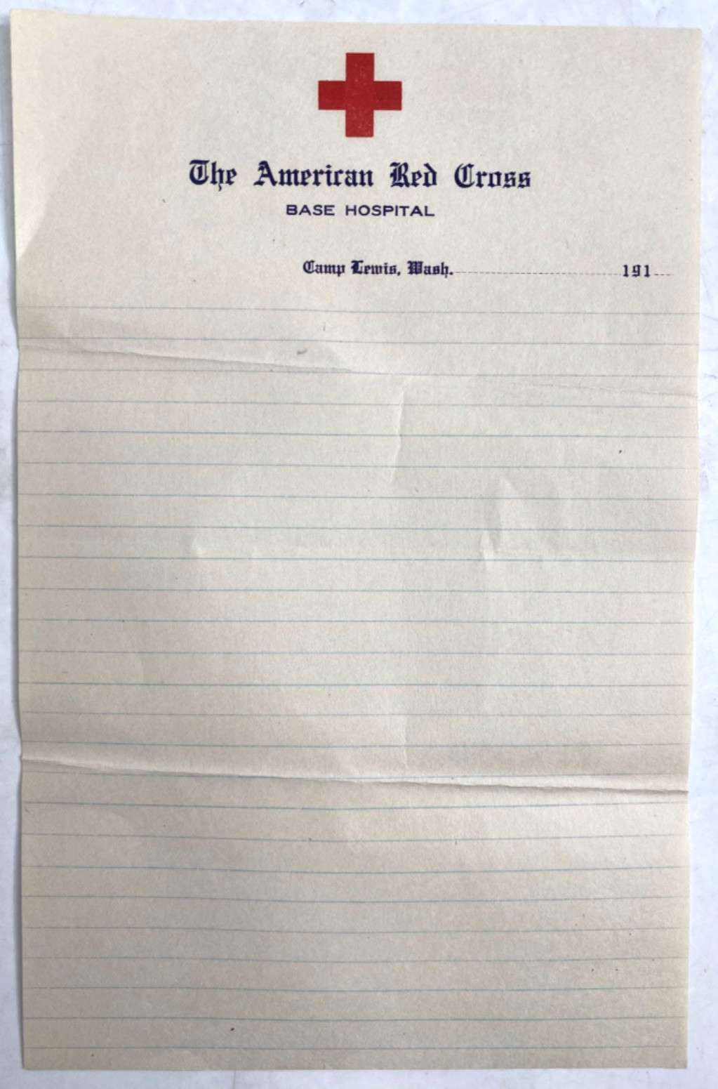 1917 WWI CAMP LEWIS, WASHINGTON five stationery AMERICAN RED CROSS BASE HOSPITAL