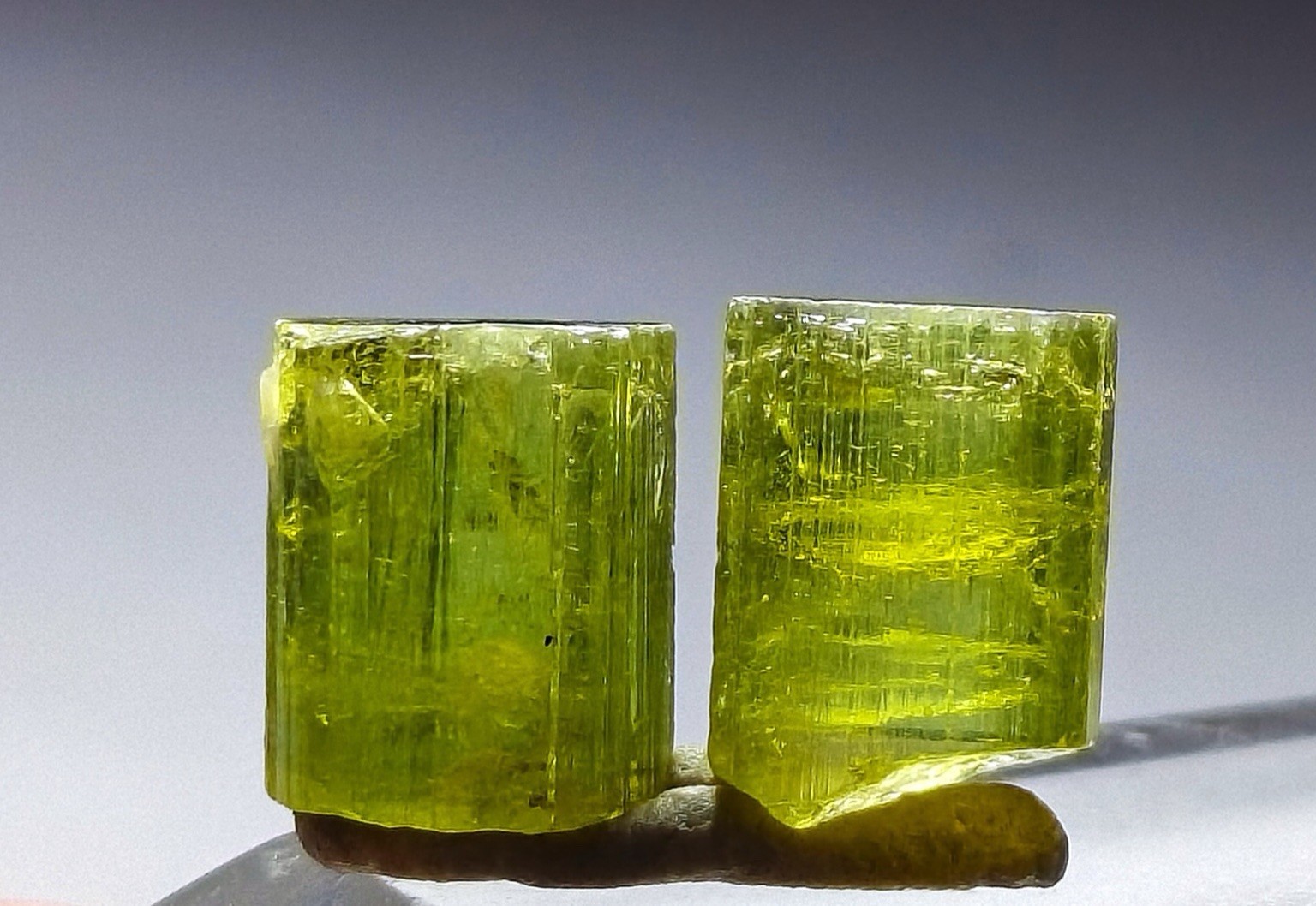 Top Quality Pair Of Apple Green Terminated Tourmaline Crystals From Afghnistan