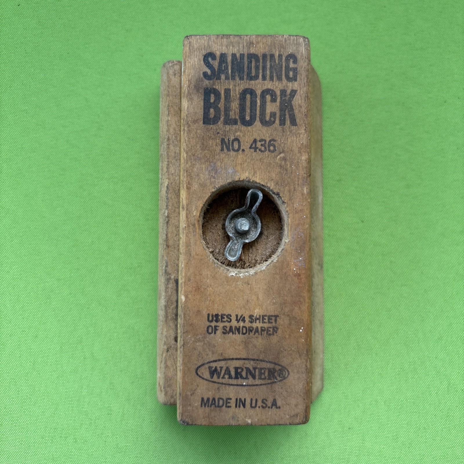 Vintage Warner Wooden Sanding Block #436 Wing Nut Lock Made in USA