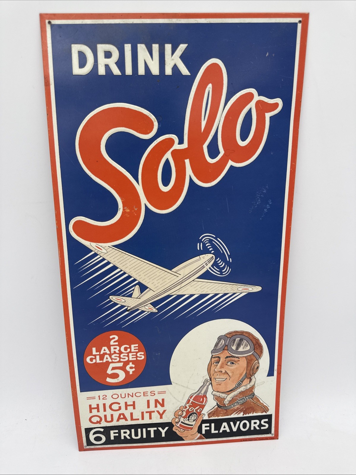 Vintage 1993 Drink Solo Metal Sign Approx 19.5