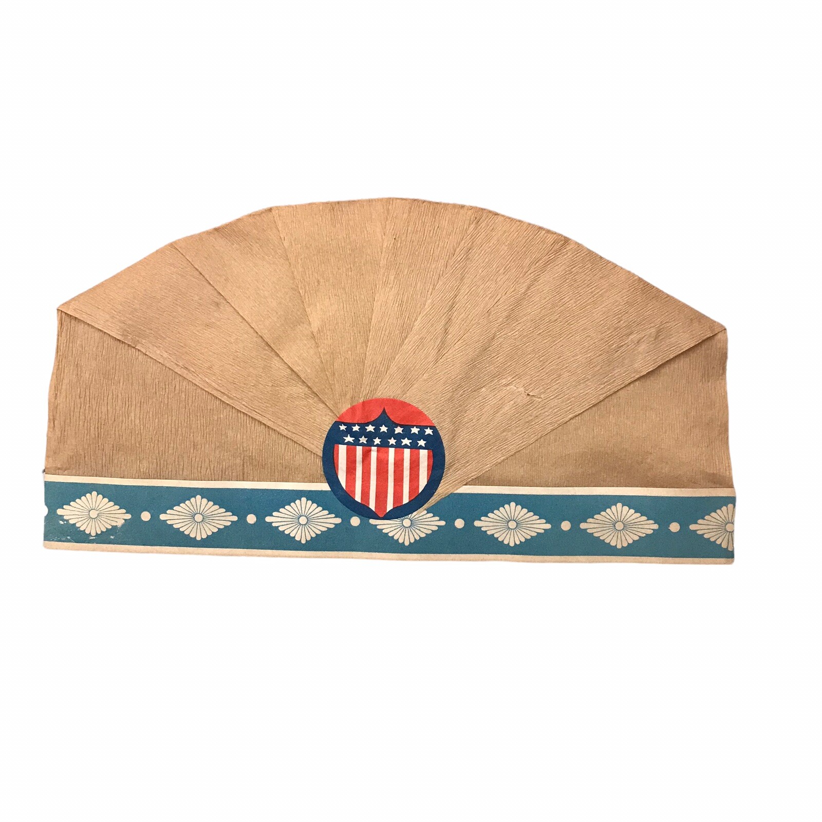 Vintage Early Patriotic Shield Star Bars USA Paper Folding Parade Hat Made Japan