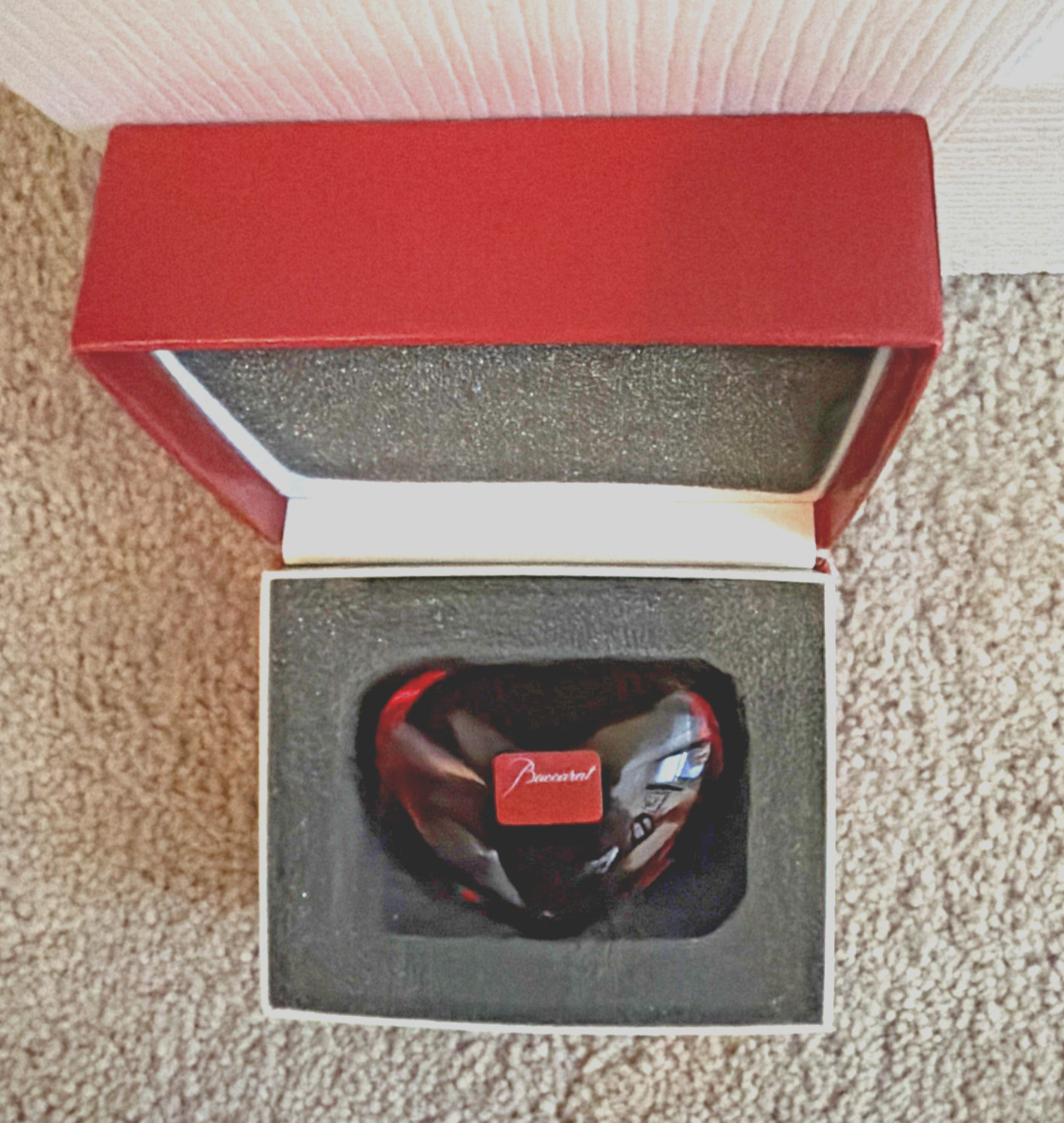 Baccarat Crystal Ruby Red ZinZin Heart Figurine Paperweight w Box+Sticker unused
