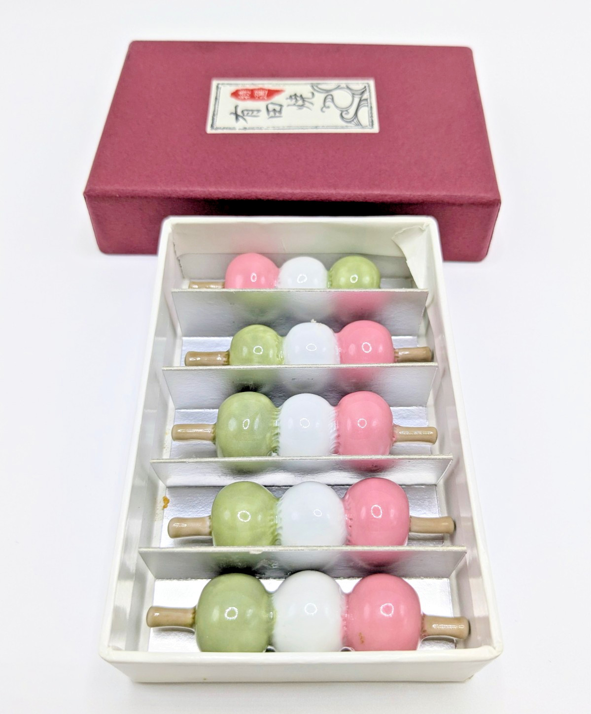 Arita Ware Dango Sweets Chopstick Rests - Vintage Japanese Ceramic Hashioki Set