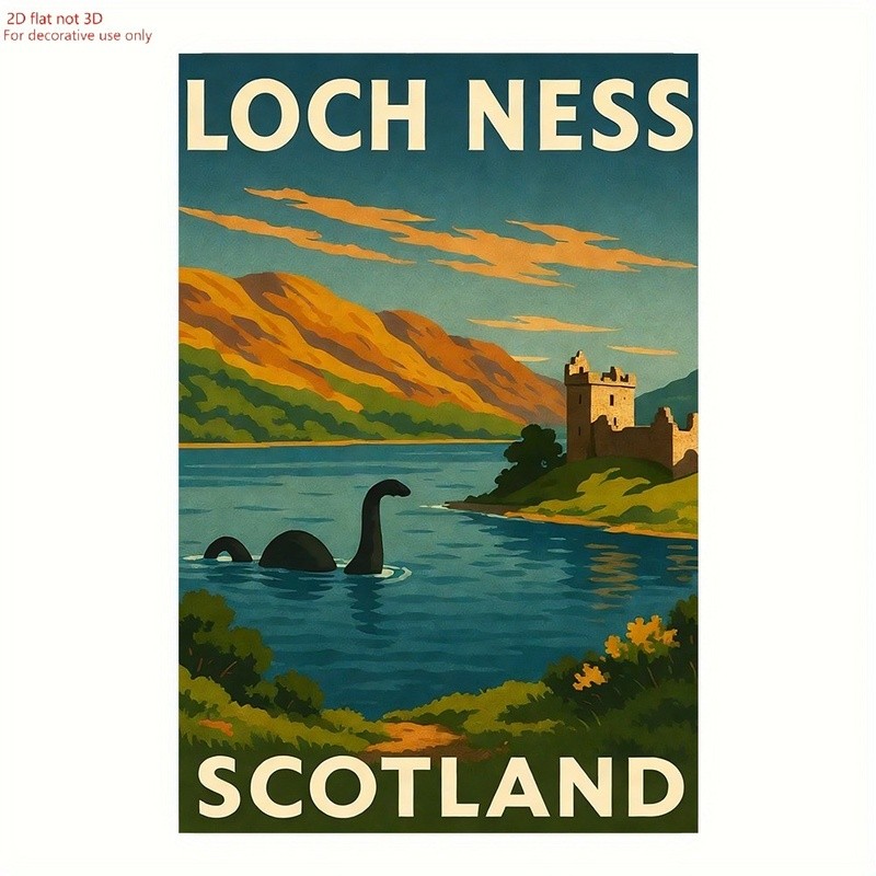 Vintage Loch Ness Scotland Monster Castle Tin Metal Signs Home Décor 8x12