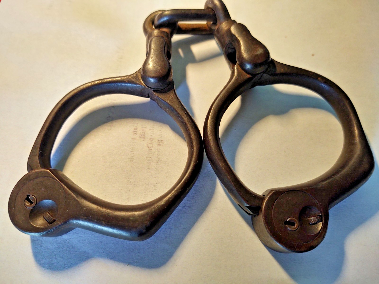 Stunning Ex. Condition Antique Bean-Cobb Handcuffs Pat. May 2 1899 No Key