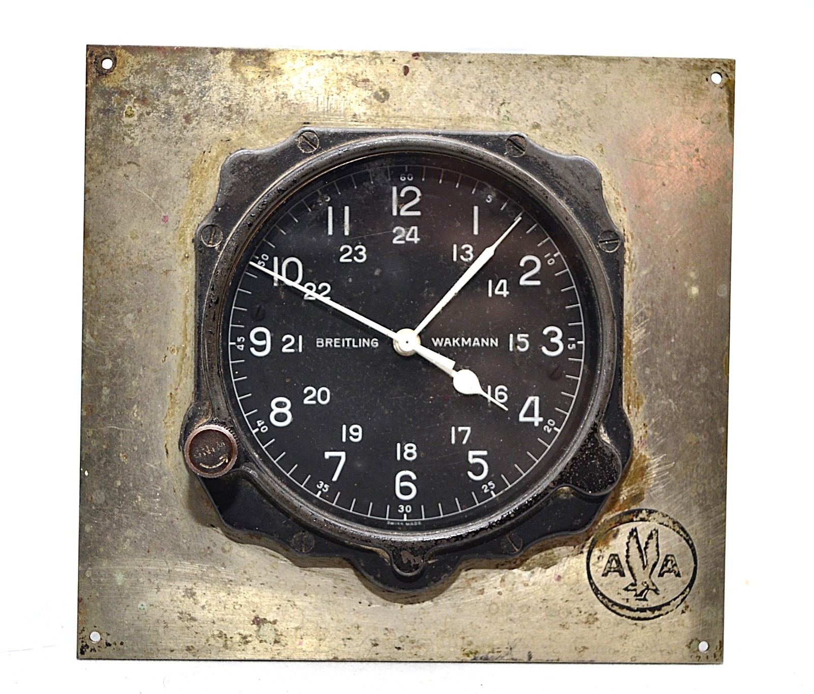 VINTAGE COMBINATION BREITLING/WAKMANN COCKPIT CLOCK FROM AMERICAN AIRLINES