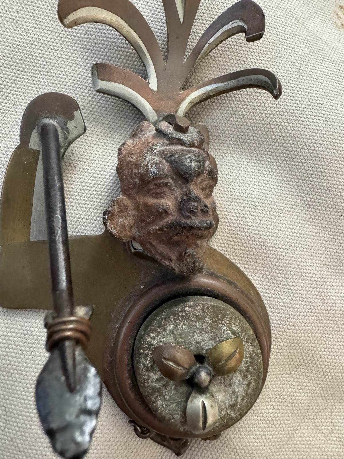 Early 1940s LOS CASTILLO Wall Relived Mixed Metals w real preColumbian Pieces