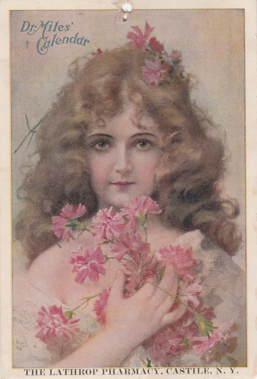 1890'S DR MILES ANTI PAIN PILLS MEDICATION ADVERTISING VICTORIAN HANGING CARD