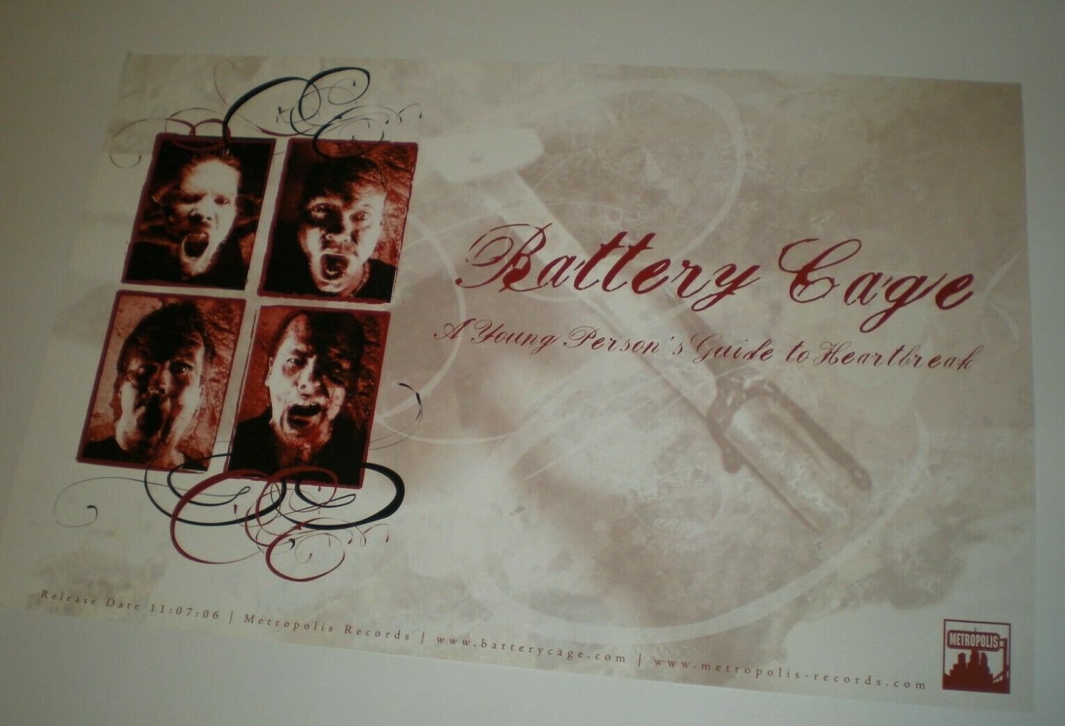 Poster - battery cage A YOUNG PERSONS GUIDE TO HEARTBREAK industrial band ebm m