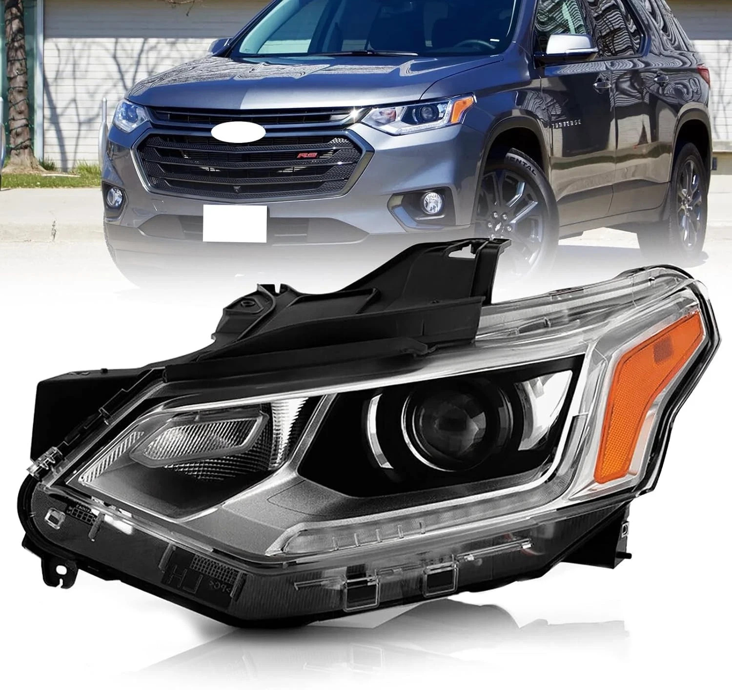 Hid/Xenon Headlight Assembly Set for 2018-2021 Chevy Traverse | LED DRL Projecto
