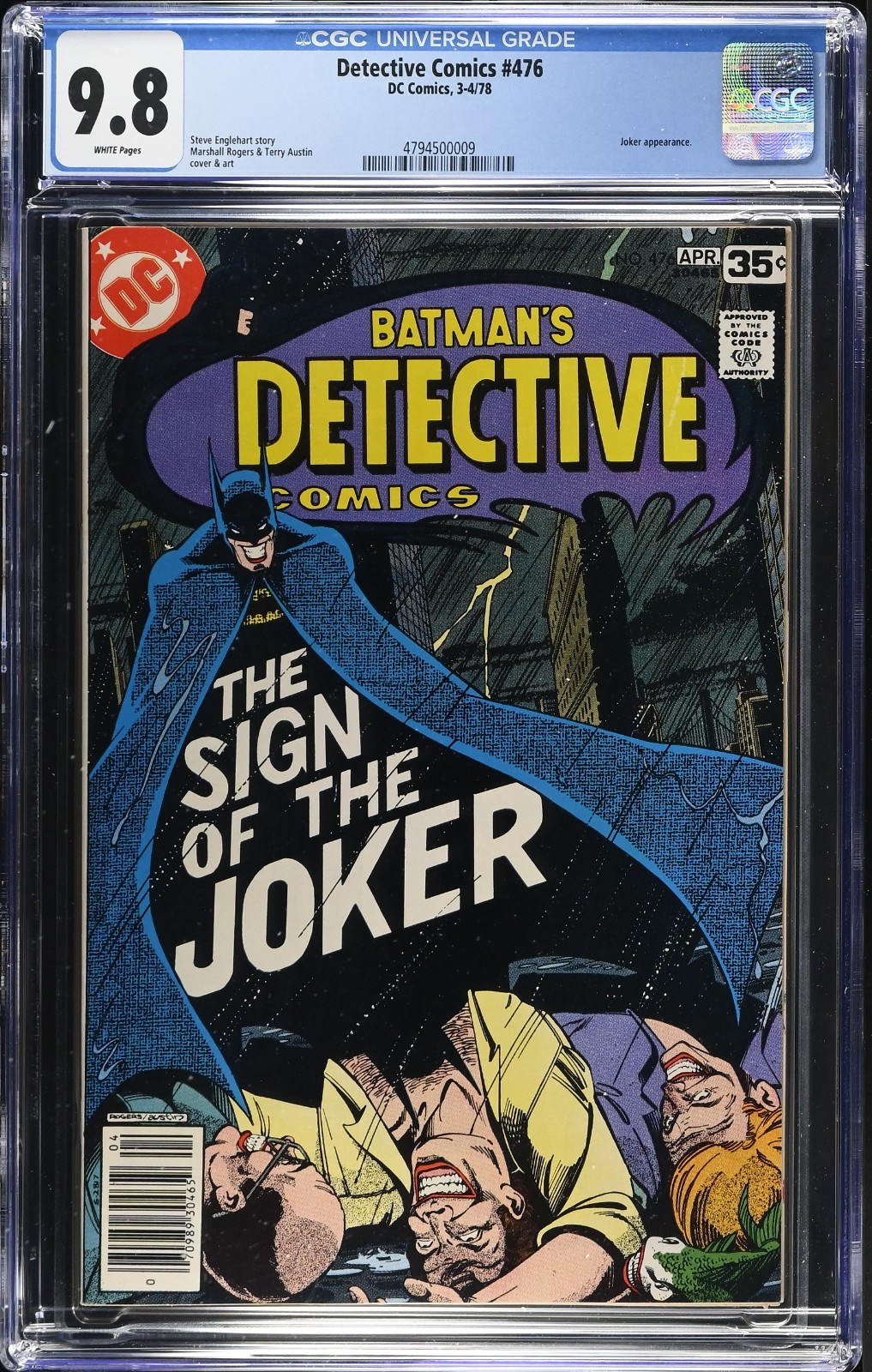 DETECTIVE COMICS #476 CGC 9.8 White Pgs Joker Laughing Fish 1978