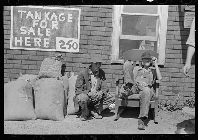 Sikeston Missouri 1938 Boys at Auction Pavilion Tankage for Sale Sign