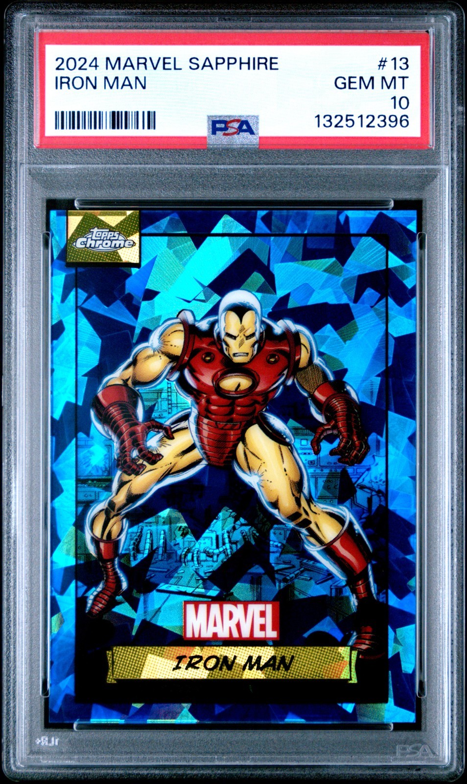 2024 Topps Chrome Marvel Sapphire IRON MAN SAPPHIRE #13 PSA 10 Gem Mint🔥