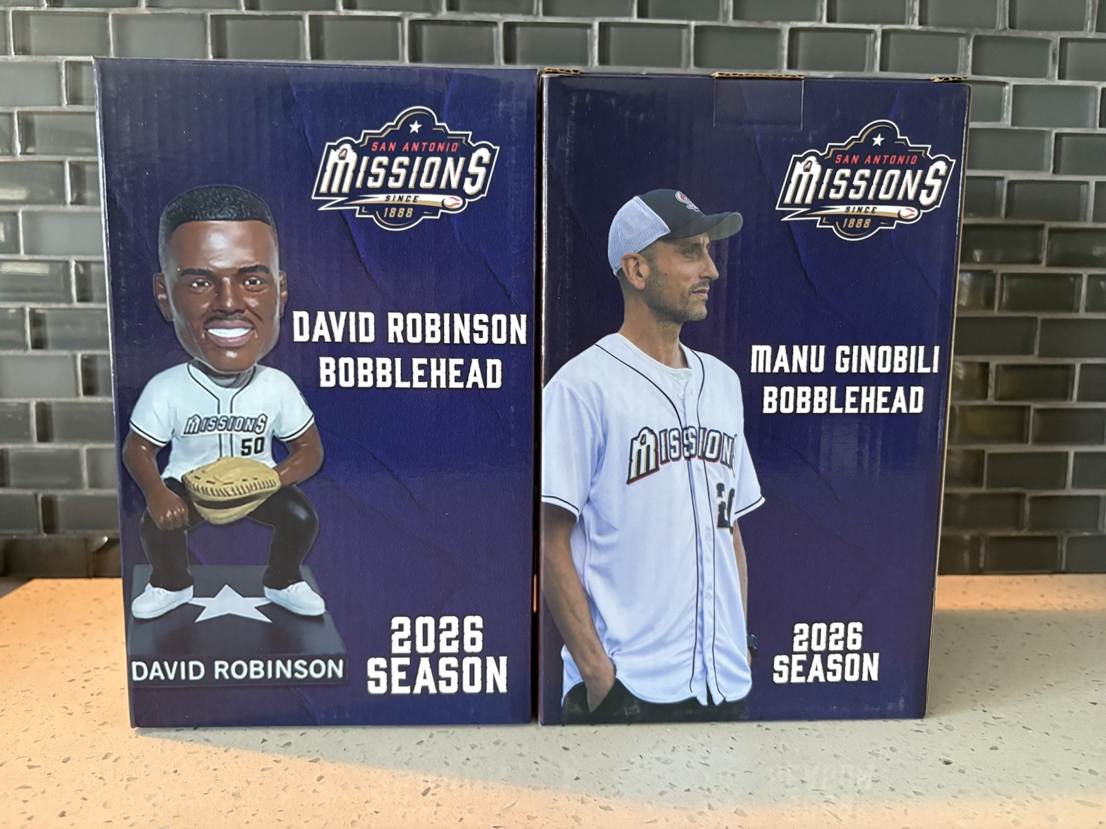 San Antonio Missions David Robinson  Manu Ginobili Bobblehead 2026 Sga New