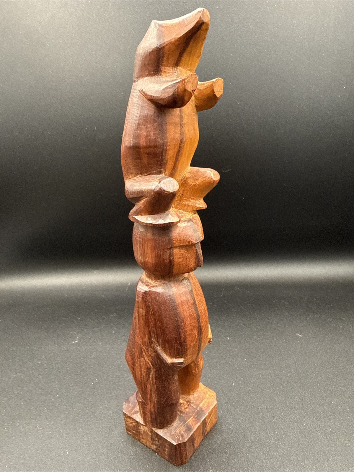 VTG PACIFIC NORTHWEST ALASKAN? CARVED WOOD TOTEM POLE FOLK ART  TOURIST? 11.25”H