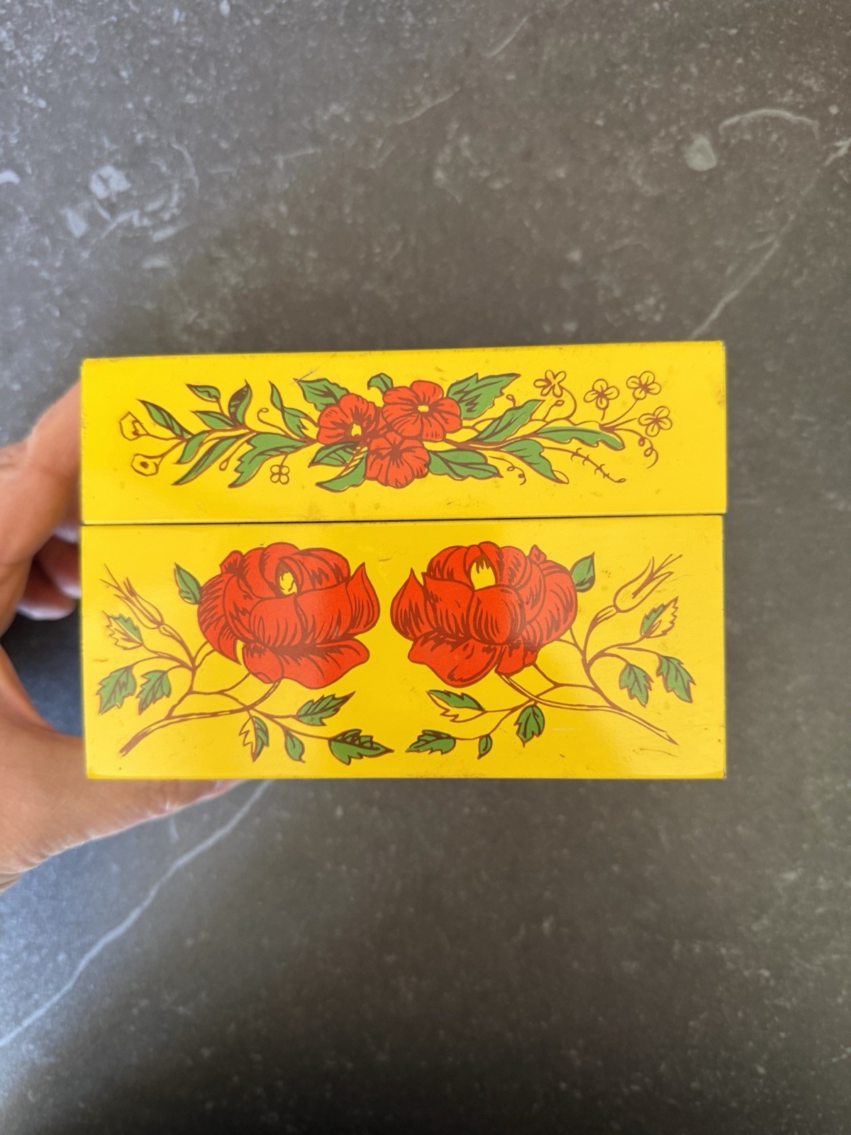 Vintage 1960s Recipe Metal Tin Box Floral Design Syndicate Manufacturing