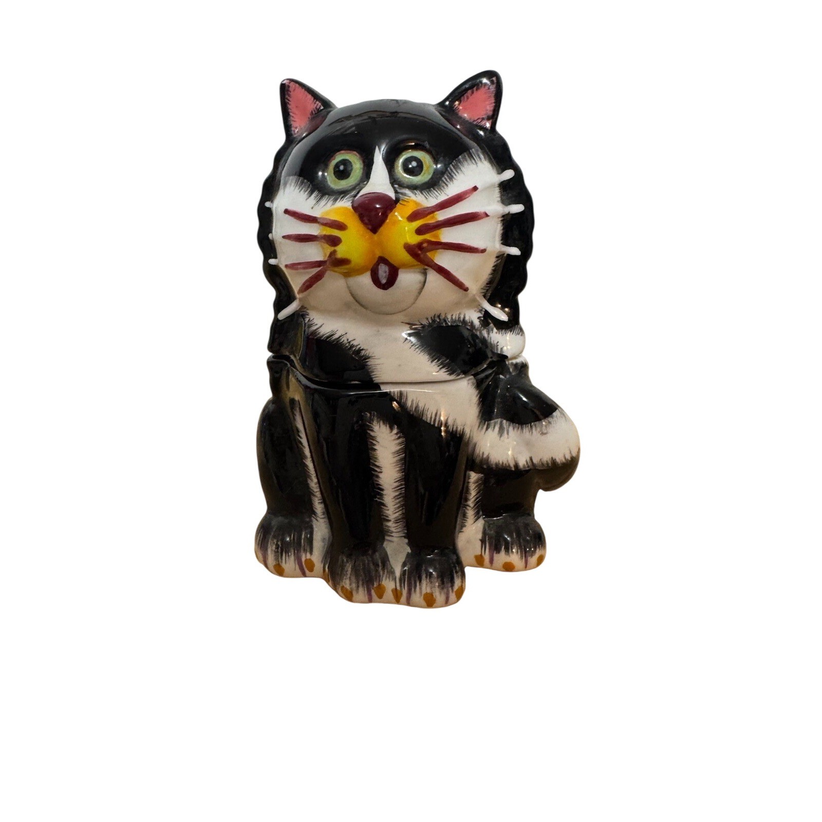 Vintage Tuxedo Cat Ganz Bella Casa Salt & Pepper Shaker In One 3D Whiskers