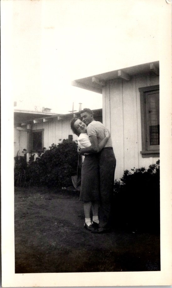 Smiling Couple Man Woman Embracing Outdoor Snapshot Photograph Snapshot Photo