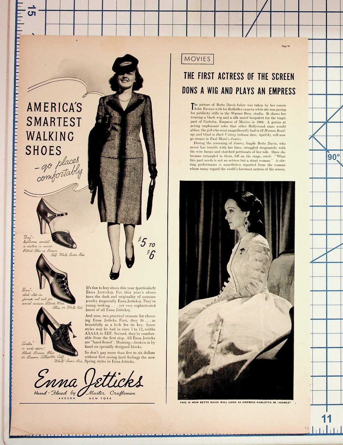 Vintage 1930s Bette Davis Empress Carlotta Juarez Enna Jetticks Shoes Ad