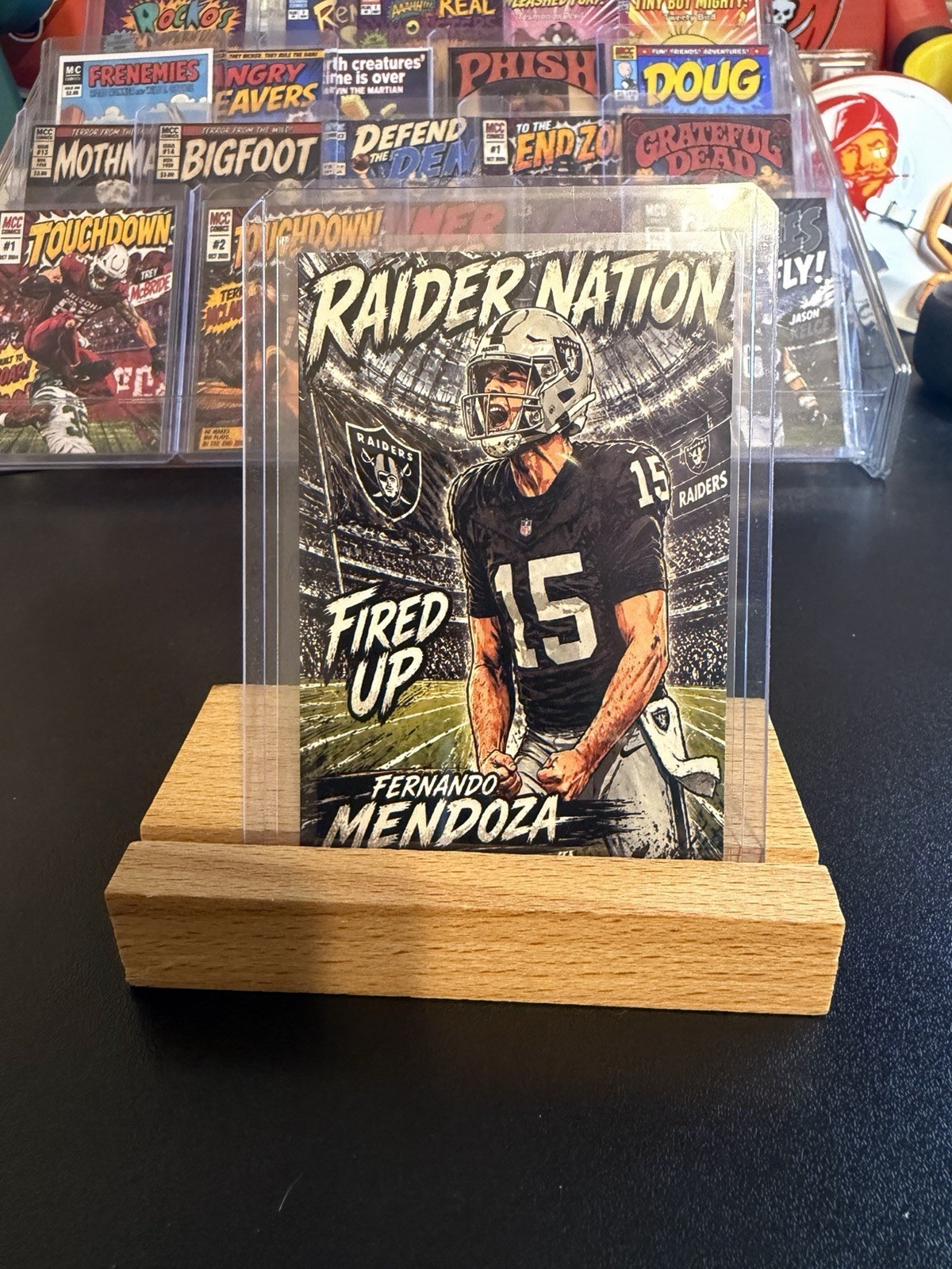 Chilly Customs Fernando Mendoza Raiders Fired Up Comic Inspired Fan Art Card